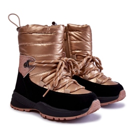 PE1 Kinder Gold Leena Warme Schneestiefel mit Reißverschluss golden
