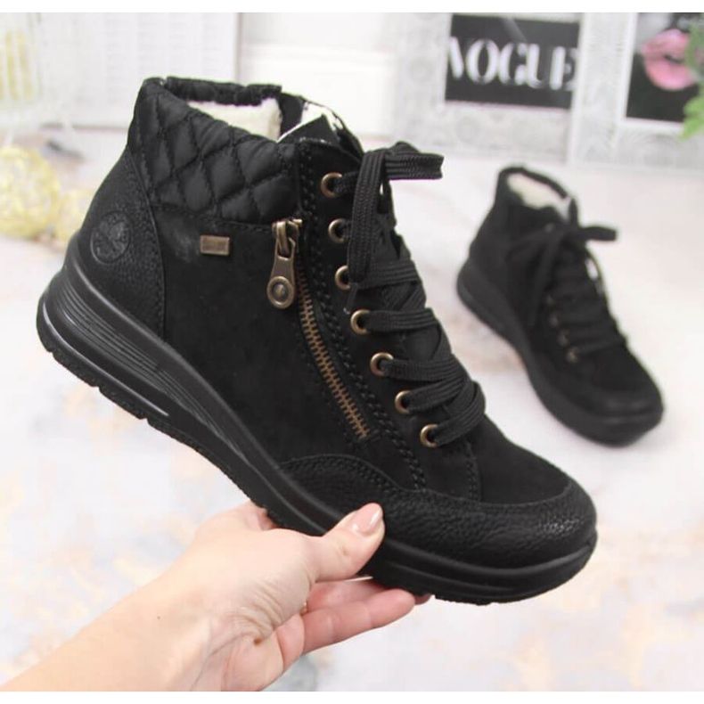 Rieker W RKR567 wasserdichte isolierte Lederstiefel schwarz