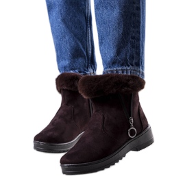 Braune, isolierte Schneestiefel mit Katalina-Reißverschluss