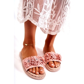 WJ1 Damenhausschuhe mit Stoffblumen Rosa Susana