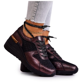 Sneakers aus Leder mit Keilabsatz und Mesh S.Barski Black schwarz