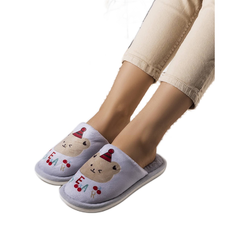 Graue weiche Bärenpantoffeln