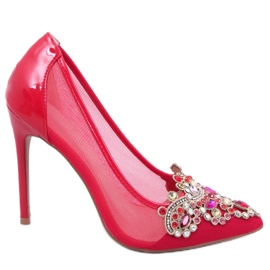 BM Damen High Heels mit Steinen Monroe Red rot