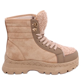 BM Schnürboots mit einem Lammfell Khandi Khaki beige