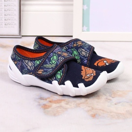 Hausschuhe für Jungen mit Klettverschluss marineblau Befado 273Y345 granate