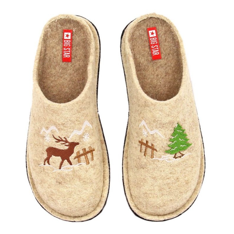 Hausschuhe aus Wollfilz Big Star INT1803A beige