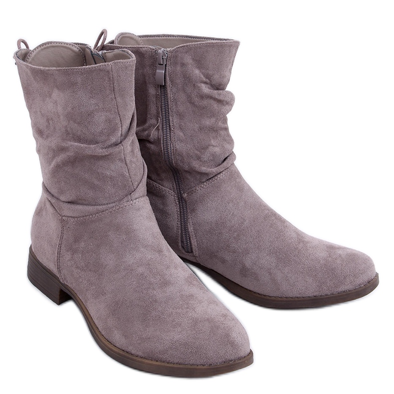 PA1 Theda Khaki flache Wildlederstiefel beige