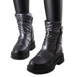 PA1 Silberne Schneestiefel für Damen von Koltso schwarz silber-
