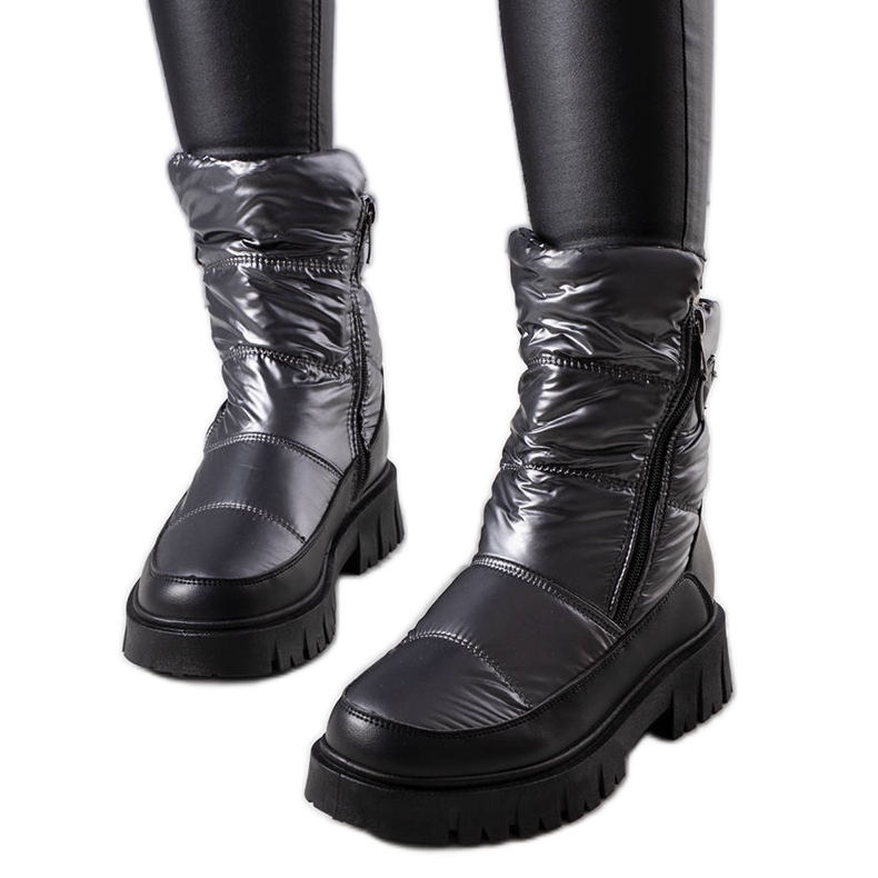 PA1 Silberne Schneestiefel für Damen von Koltso schwarz silber-