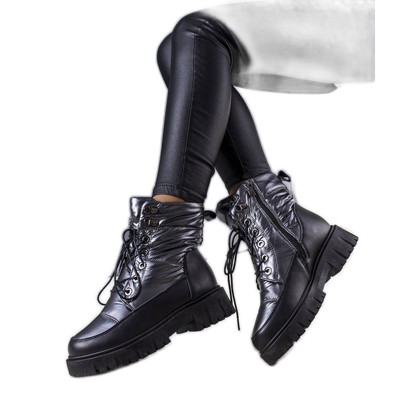 Graue Winterstiefel von Anderson für Damen schwarz
