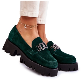 Frauen Wildlederschuhe mit Dekoration Laura Messi 2489 Grün