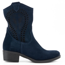 Olivier Durchbrochene Damen High Heels Angela marineblaue Stiefel