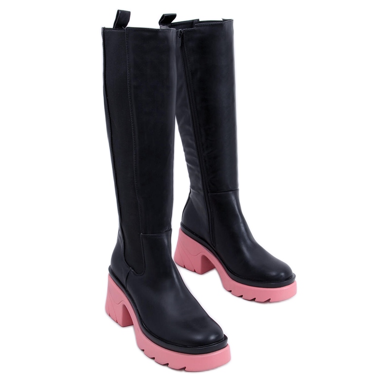 PA1 Stiefel mit farbigen Sohlen von Woods BLACK/PEACHPUFF schwarz