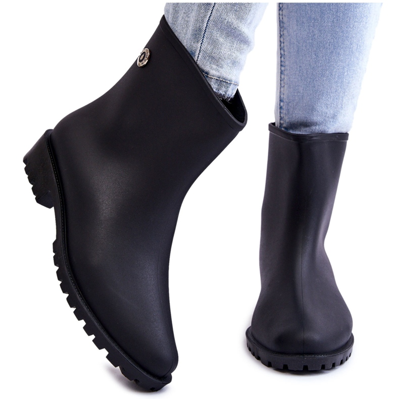 Klassische Slip-On-Regenstiefel für Damen Schwarz Floriana