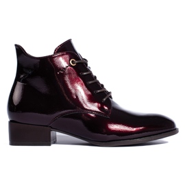 W. Potocki Lackierte Damen-Schnürstiefel Potocki Burgund rotwein mehrfarbig