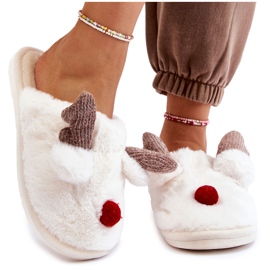 PA1 Damenhausschuhe mit Fell und Rentiercreme Sopya ecru