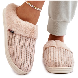 PA1 Isolierte Damen-Slipper mit Pelz Beige Leriss