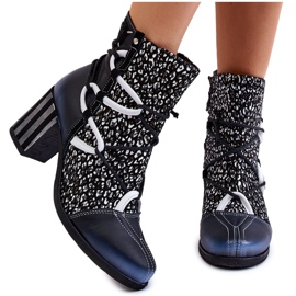 Damen Leder High Heels Maciejka 05605-01 Schwarz und Weiß