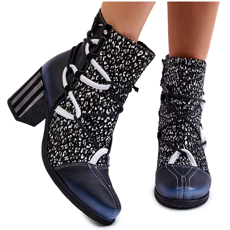 Damen Leder High Heels Maciejka 05605-01 Schwarz und Weiß