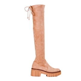 Shelovet Wildleder-Plateaumusketiere für Damen in Beige