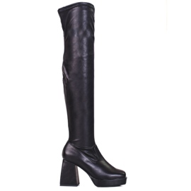Shelovet übergroße schwarze Overknee-Stiefel für Damen