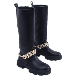 BM Juli Schwarze Reitstiefel mit Kette