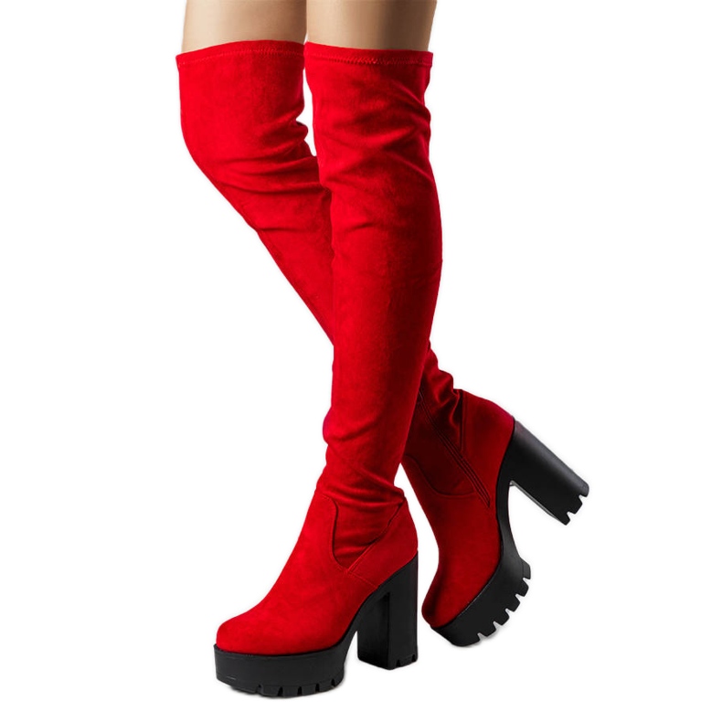 Rote hohe Stiefel aus Wildleder von Byron