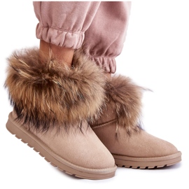 FS1 Damen-Wildleder-Schneestiefel mit Fell Beige Alexa