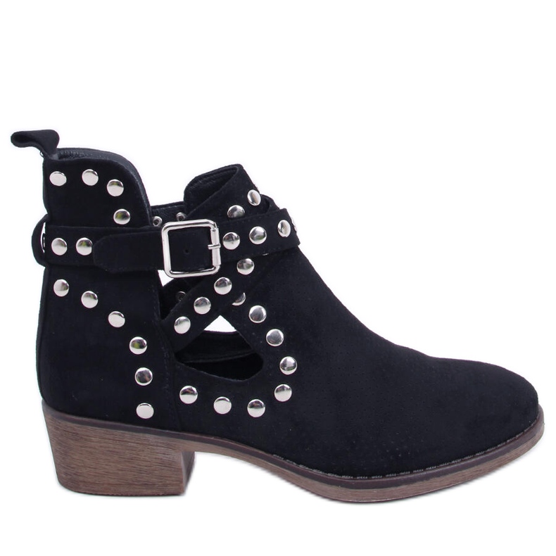BM Cut-Out-Stiefel mit Shelby Black-Nieten schwarz