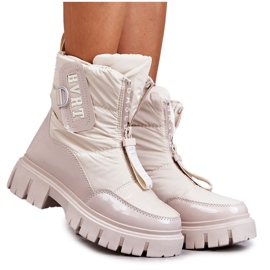 PM1 Beige warme Schneestiefel für Damen mit Reißverschluss Marit