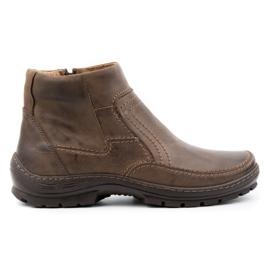 Olivier Herren Winter Lederstiefel 354MP dunkelbraun