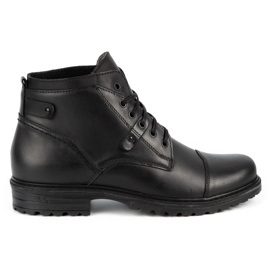 Olivier Military Mpb Herren Lederstiefel schwarz