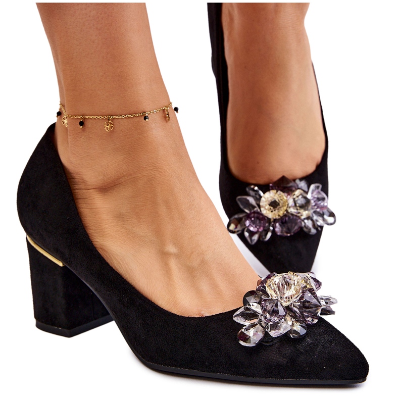 PS1 Elegante Wildlederpumps mit schwarzer Elianne-Verzierung