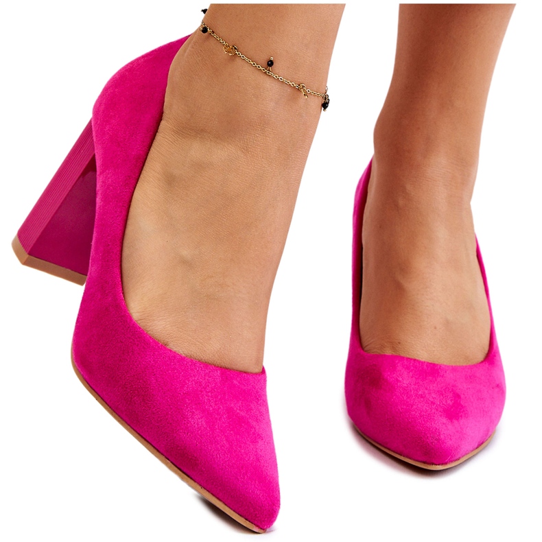 PS1 Wildleder Pumps auf einem modischen Absatz Fuchsia Estilia rosa