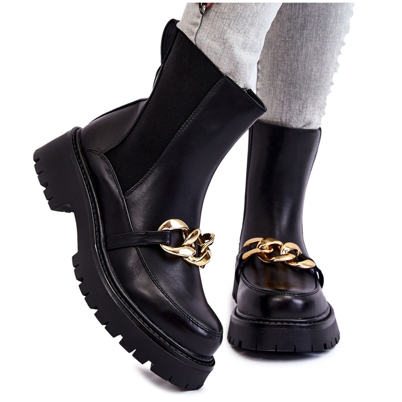 PG1 Warmer Damenstiefel mit Frontverzierung Schwarz Tilda