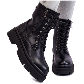 PG1 Trapperstiefel aus Leder zum Schnüren für Damen Schwarz Shanna