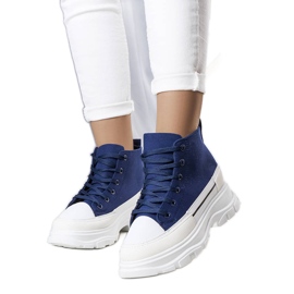 Marineblaue Sneaker mit hohem Plateau von Tillys