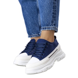 Marineblaue Sneaker mit hohem Plateau von Lavaris