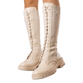 BM Beige Schnürstiefel von Monren