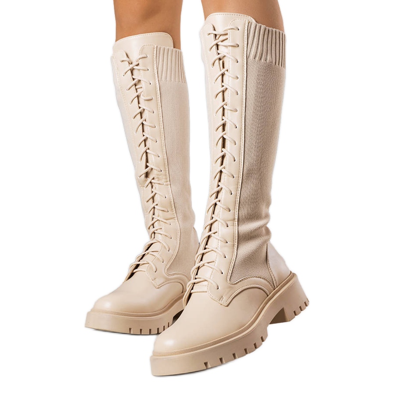 BM Beige Schnürstiefel von Monren