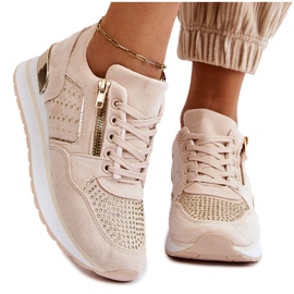 PG1 Sportschuhe für Damen mit dekorativem Reißverschluss Cremefarben Adrea mehrfarbig