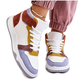 BM Hohe Damen Sportschuhe Turnschuhe Multicolor Rumor weiß lila mehrfarbig
