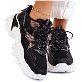 PA1 Damen Sportschuhe auf der Plattform Black Minea geschnürt schwarz