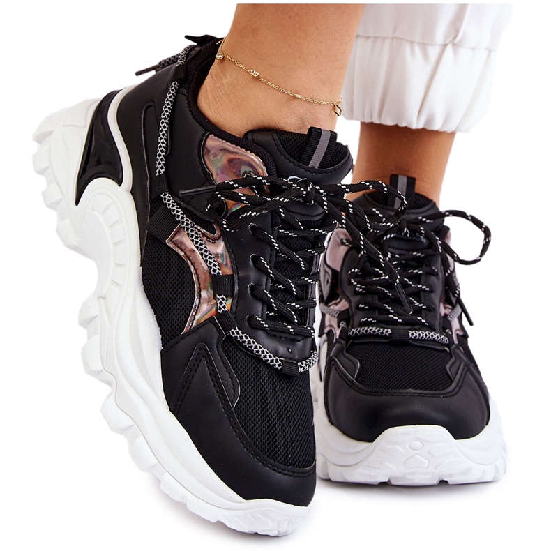 PA1 Damen Sportschuhe auf der Plattform Black Minea geschnürt schwarz