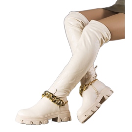 Beige Stiefel mit hoher Sohle von Zarate