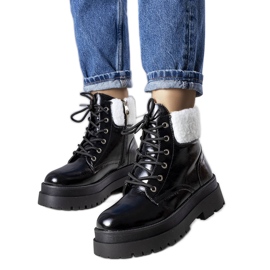 Schwarze isolierte Stiefel mit Lammfell von Bryas