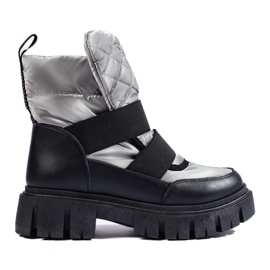 Shelovet Damen Schneestiefel silber schwarz silber-