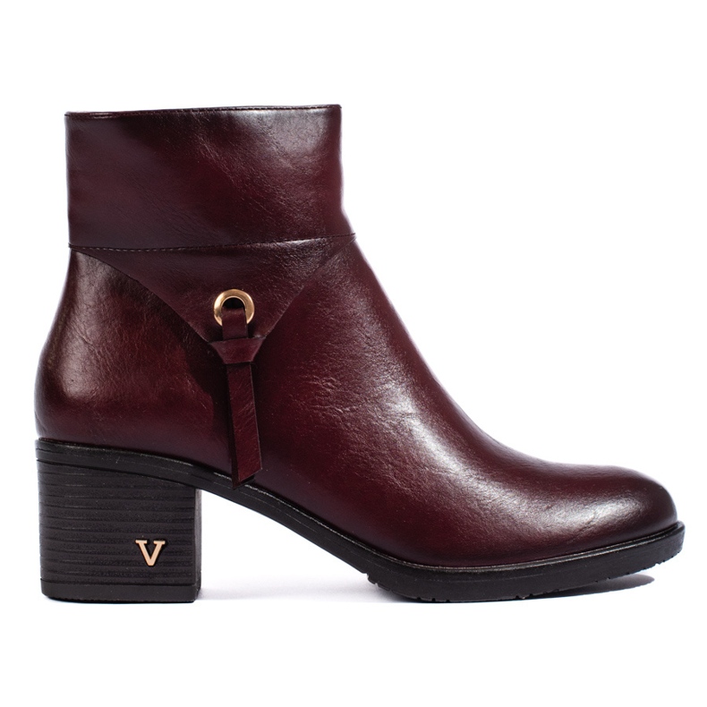 W. Potocki Damenstiefel Potocki auf breitem Burgunderpfosten rot