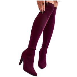 BM High Heel Stiefel mit Socke Burgund Renoli rot mehrfarbig