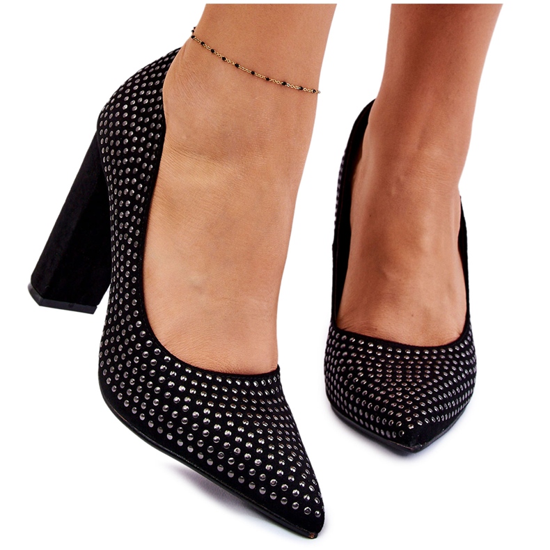 Wildlederpumps mit Ziernieten Black Dories schwarz